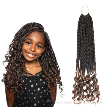 18inch Ombre Goddess Box Braids With Curly Ends Crochet Box Braids Hair Synthetic Box Braiding Hair Extension